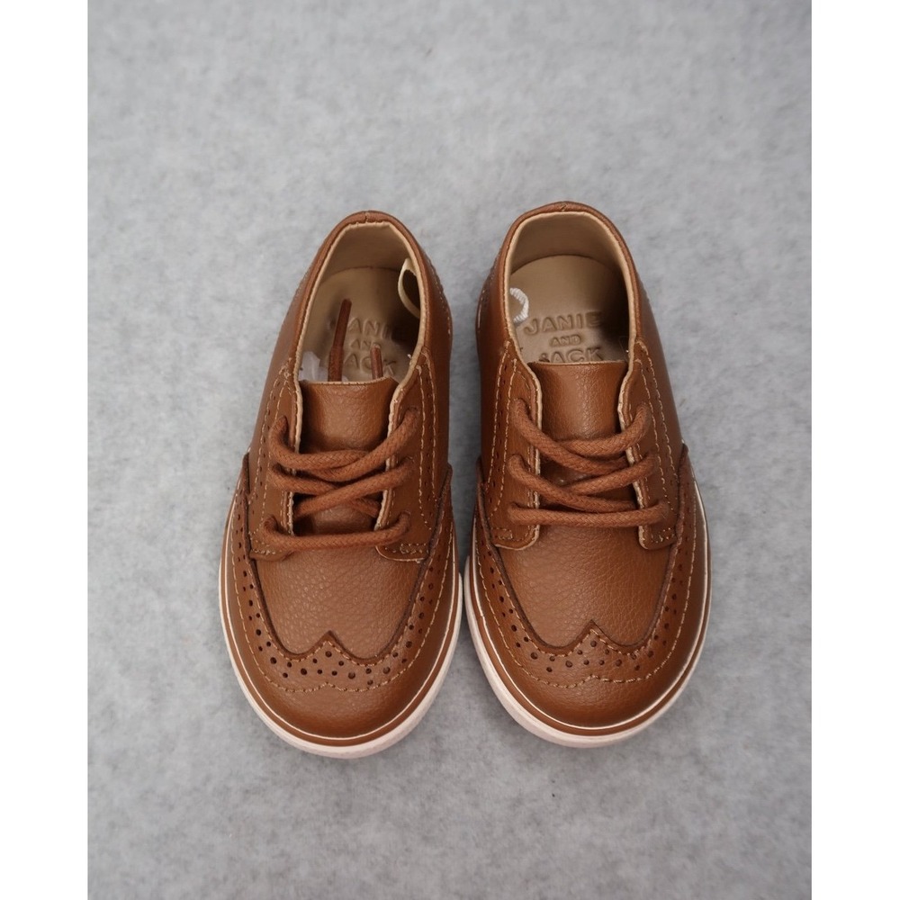 Janie & Jack Toddler Boys Wingtip Sneakers Brown Lace Up Shoes Size 6 New Flawed